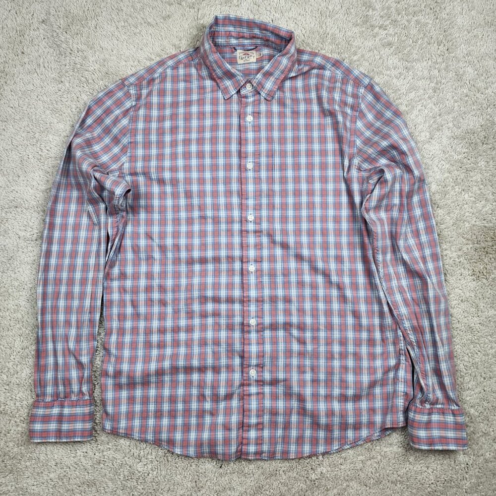 Faherty Huckberry Checkered Plaid Button Shirt Si… - image 2
